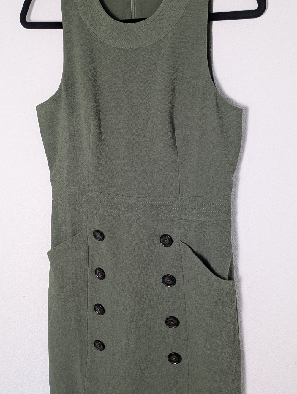 Banana Republic Button-Front Utility Sheath Dress Olive Green Size 4 EUC - Picture 5 of 12